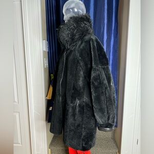 Reversible shearling coat